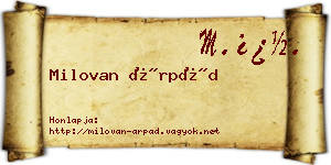 Milovan Árpád névjegykártya